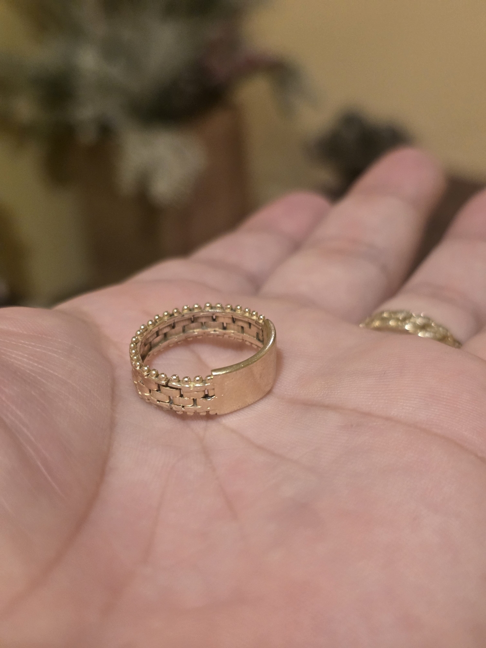 Vintage Authentic 14k Gold Beaded & Textured Band Ring